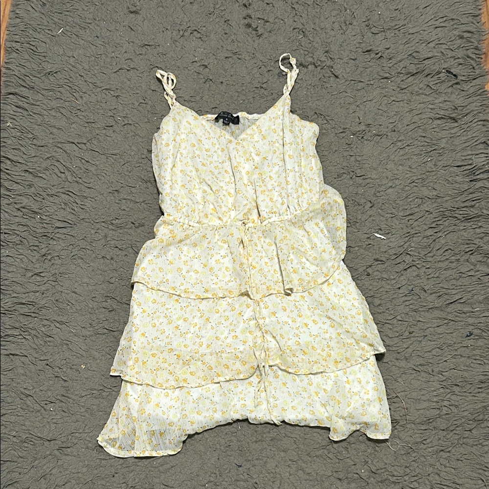 Trixxi Yellow Floral Tiered Dress